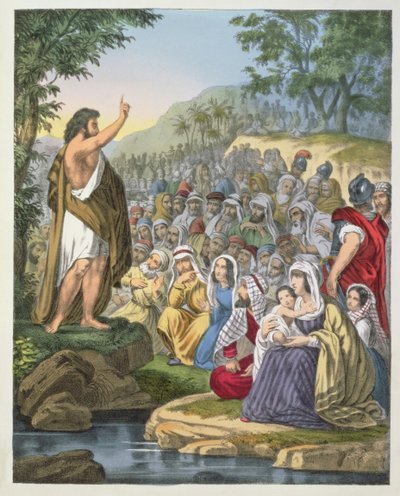 John Preaching in the Wilderness, from a bible printed by Edward Gover by Siegfried Detler Bendixen